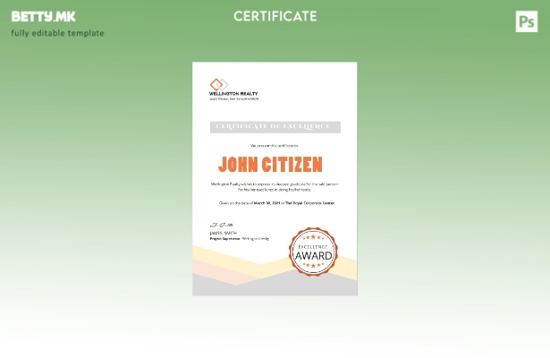 Модерен стил шаблон за сертификат за извонредност на САД